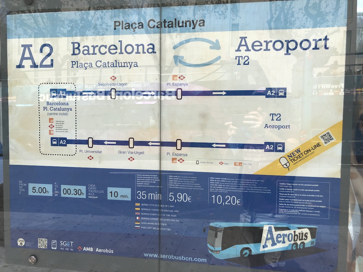 Barcelona Aerobus Route Map Barcelona Aerobus Route Map
